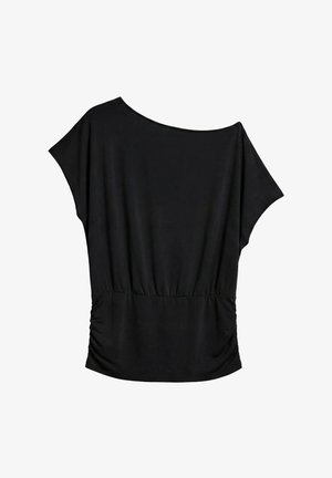 PULL&BEAR, GATHERED ASYMMETRIC - TOP - T-Shirt print - black