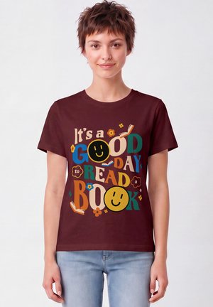 watapparel, GOOD DAY TO READ A BOOK - T-shirt print - burgundy