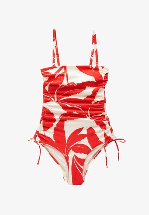 RUCHED LEG TUMMY CONTROL - Maillot de bain - red ecru floral