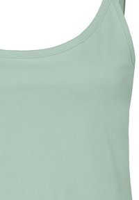 Light green tank top made of soft cotton, featuring a rounded neckline and thin straps, with a smooth texture and no visible patterns.