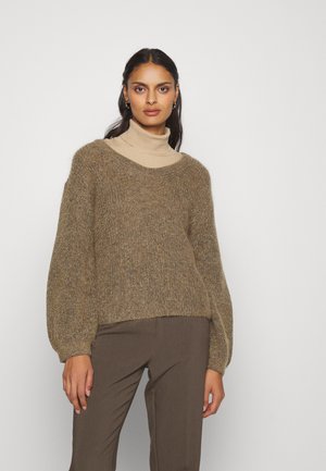 Pullover - oat melange with gold