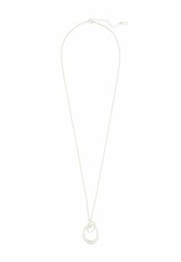 Collier en argent avec un pendentif en cercles entrelacés, sur une fine chaîne avec un fermoir ajustable. Design épuré et minimaliste.