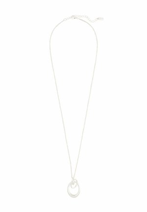 Collier en argent avec un pendentif en cercles entrelacés, sur une fine chaîne avec un fermoir ajustable. Design épuré et minimaliste.