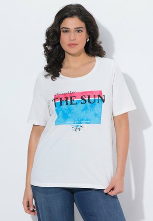 Ulla Popken PERLEN MOTIVDRUCK RUNDHALS, HALBARM - T-shirt imprimé - off-white