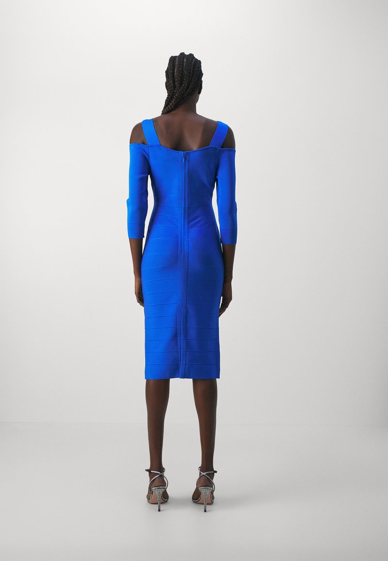 Herv Lger NOTCHED BATEAU MIDI DRESS - Jumper dress - bright blue/dark-blue  denim - Zalando.co.uk