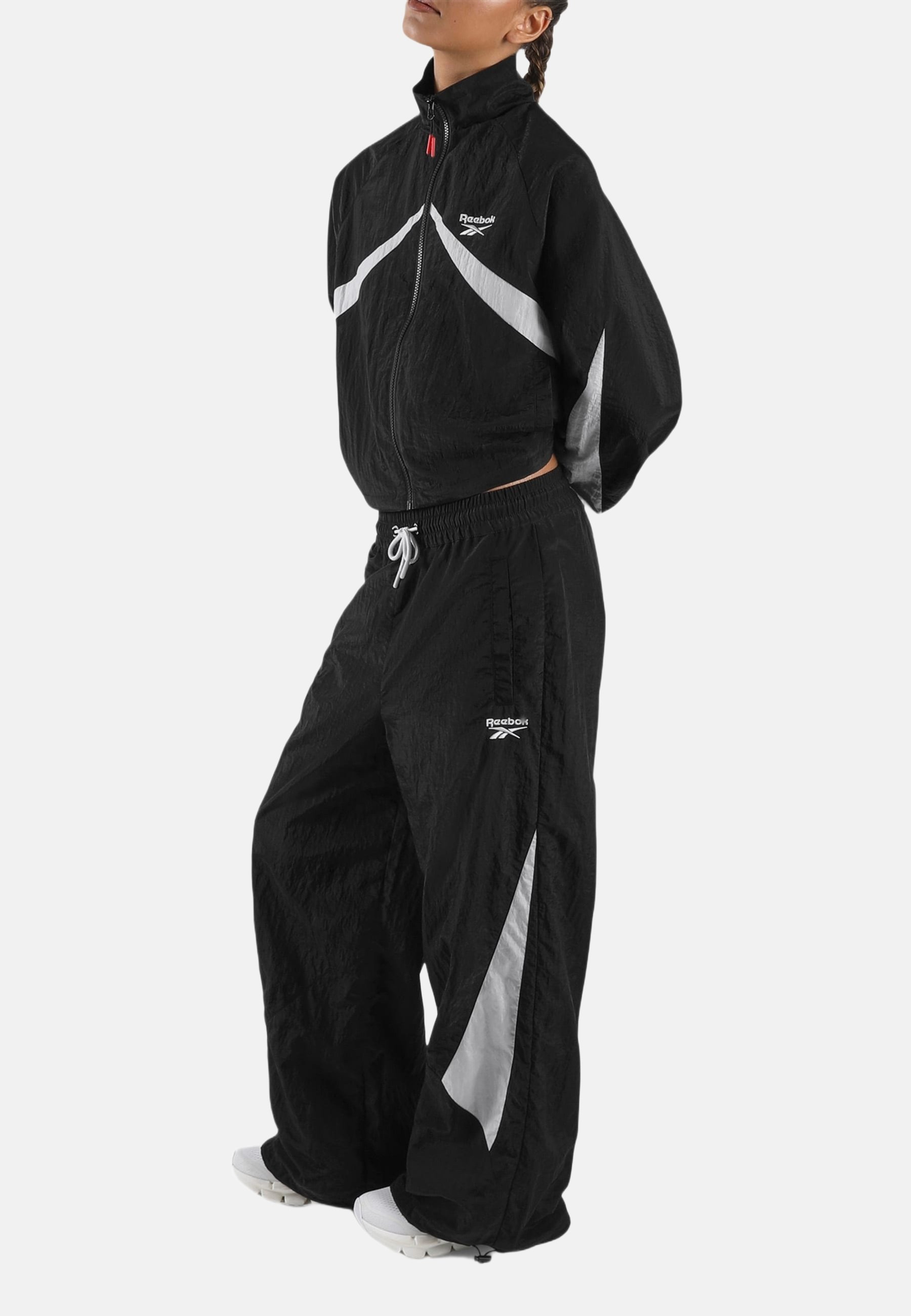 Reebok Trousers - black white/black - Zalando