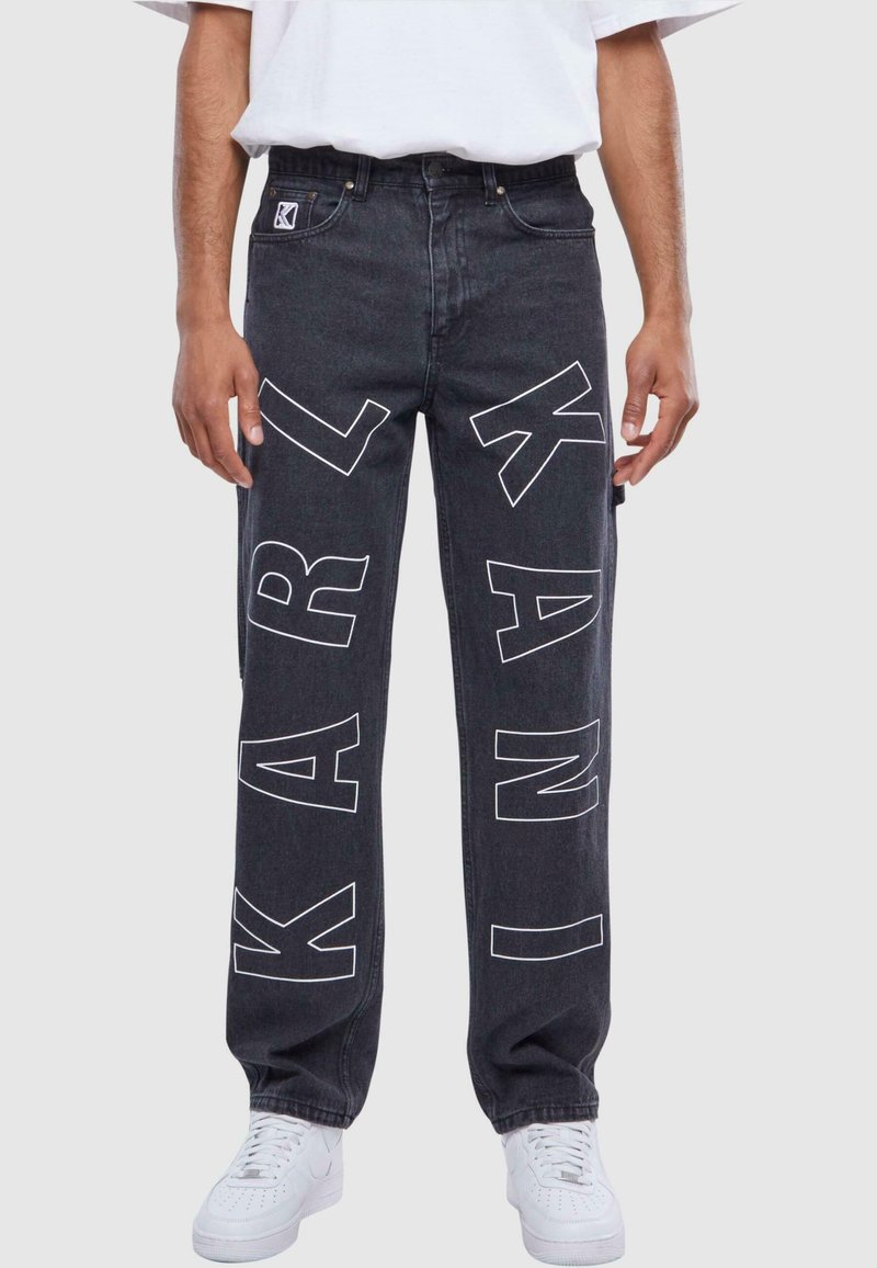 Karl Kani OG GY WOREAR LOGO PRINT DENIM - Traperice ravnih nogavica - bleached black