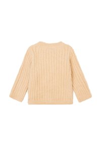 Fluffy, gerippter Pullover in sanftem Beige. Mit rundem Halsausschnitt und langen Ärmeln in lockerer Passform. Strukturiertes Material schafft Tiefe.