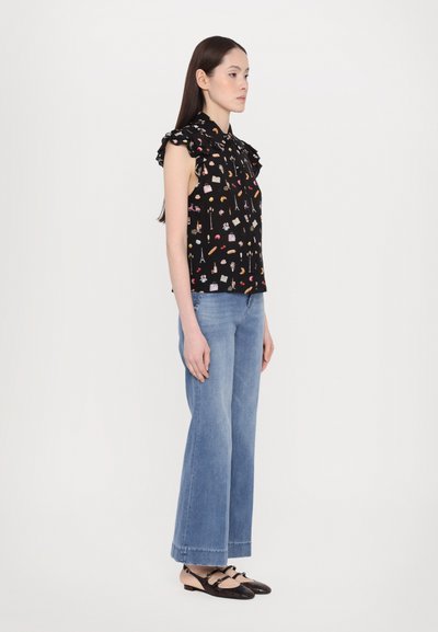 Alice + Olivia MARTEL FLUTTER BLOUSE - Skjortebluser - black
