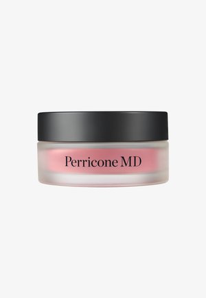 Perricone MD cream in a frosted glass jar with a black lid. Jar contains a smooth, light pink product visible through the glass.