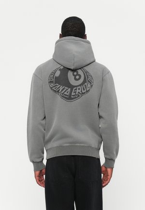 Grijze hoodie met een ronde grafische vormgeving met een "8" en de tekst "SANTA CRUZ" op de achterkant. Katoenmengsel, comfortabele pasvorm, capuchon met trekkoord.