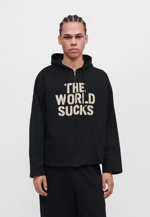Wasted Paris, WORLD SUCKS STRAIGHT ZIP UNISEX - Суитшърт с цип - black