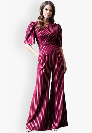 STRIPE WIDE LEG - Mono - wine