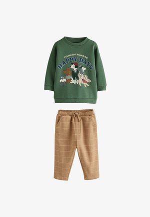 SET - Hlače - green brown dog