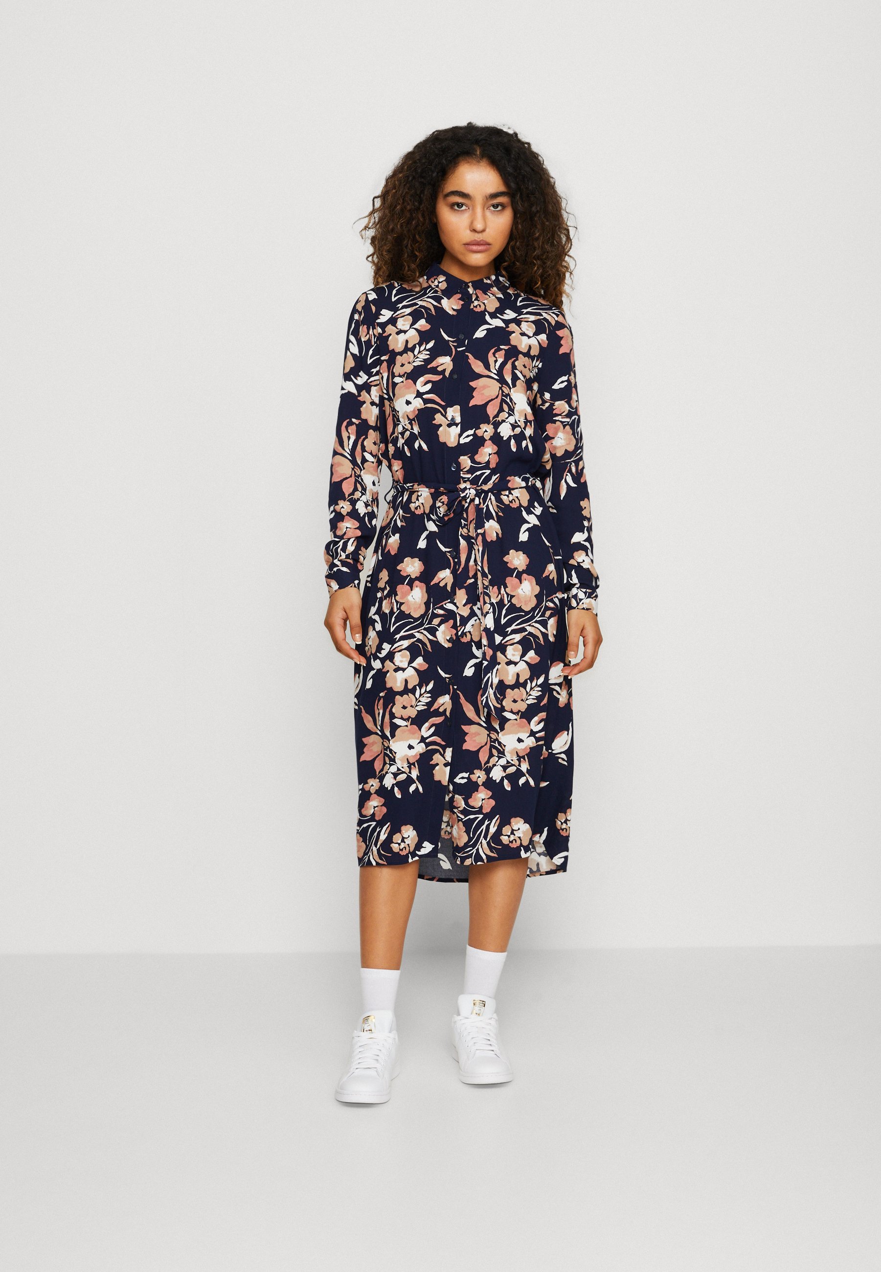 Bliv sammenfiltret berolige tillykke Vero Moda VMANNA CALF SHIRT DRESS - Skjortekjole - dark blue/mørkeblå -  Zalando.dk