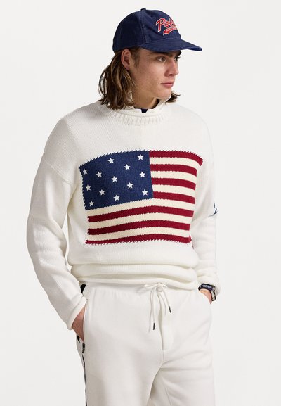 Polo Ralph Lauren THE I HEART POLO FLAG SWEATER - Striktrøje - deckwash white