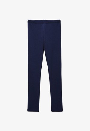 Leggings bleu marine unis, longueur complète, avec une ceinture élastique, présentés sur un fond blanc.
