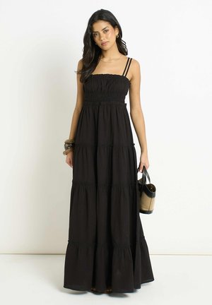 black tie front maxi dress Tuckernuck Black Tie Front Bow Bea Maxi Dress Black / XXS