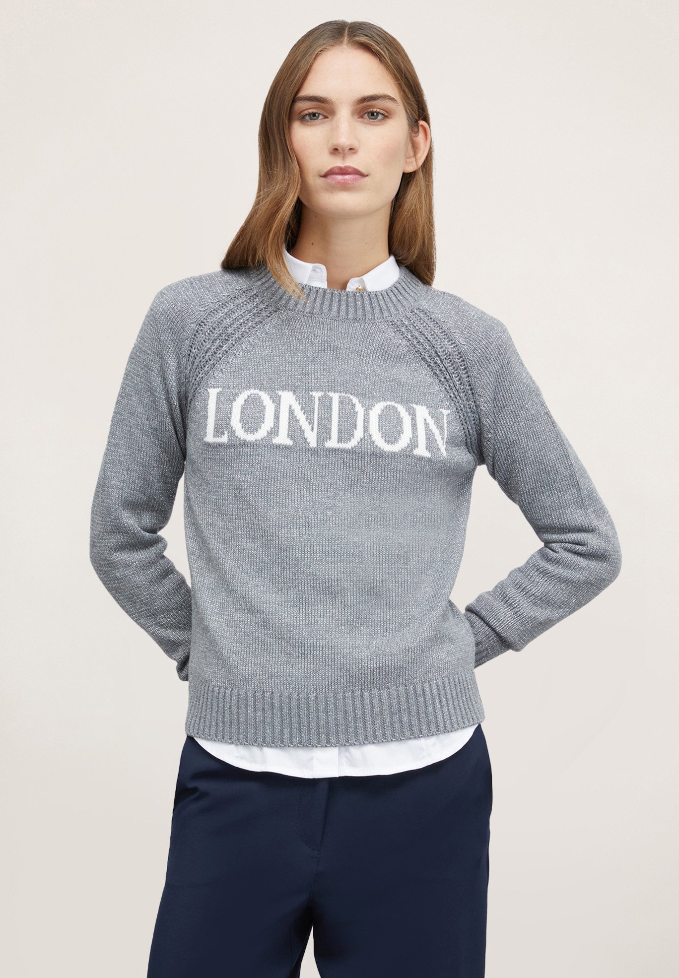 Motivi GIROCOLLO CON SCRITTA JACQUARD Maglione grigio