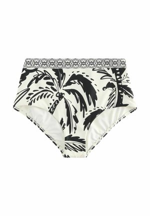 HIGH WAIST TUMMY CONTROL - Bikinibroekje - black/cream palm
