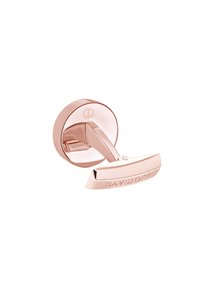 Dunkelgoldfarbene Manschettenknopf mit rundem Sockel und flachem Balken. "DAVIDOFF" ist auf der Vorderseite eingraviert und hebt das schlanke Design und die metallische Oberfläche hervor.