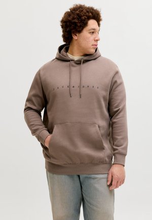 Jack & Jones, Plus Size Logo - Mikina s kapucňou - dark brown