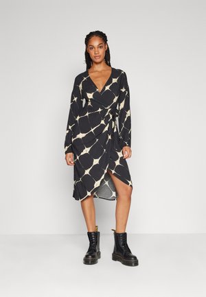 VILA VIANJA V-NECK DRESS - Φόρεμα ημέρας - blackaop/graphic beige