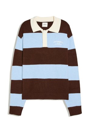 Bershka, STRIPED CONTRAST POLO COLLAR - SWEATER - Polo - dark brown