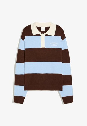 Bershka, STRIPED CONTRAST POLO COLLAR - SWEATER - Polo - dark brown