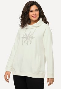 Ulla Popken LONG SLEEVE STAND-UP COLLAR SNOWFLAKE - Sudadera - white