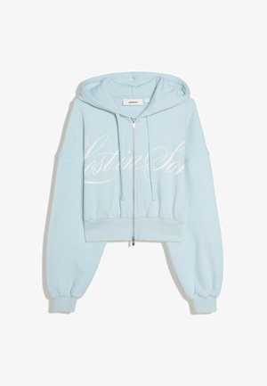 Bershka, CROPPED ZIP-UP HOODIE - Zip-up sweatshirt - light blue