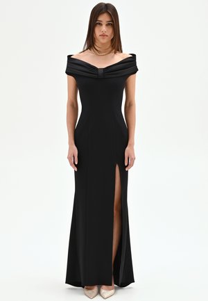 LUNGO CON SCOLLO DRAPPEGGIATO - Robe de cocktail - black