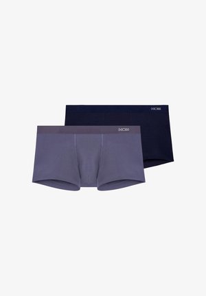 Due boxer da uomo in nero e grigio con ampie fasce elastiche in vita e piccoli loghi HOM sul lato sinistro.