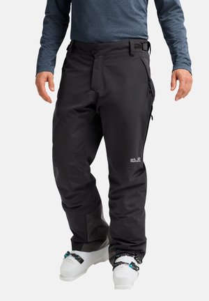 Schwarze wasserfeste Skihosen mit geradem Bein-Design, verstellbarem Bund, seitlichen Reißverschlusstaschen und Logodetail am linken Oberschenkel.