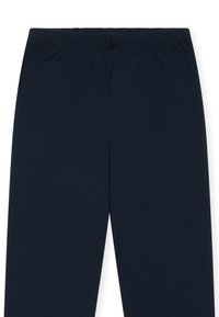 Marineblaue Hose mit elastischem Bund, aus weichem Stoff, mit geradem Bein design und ohne sichtbare Muster oder Akzente.