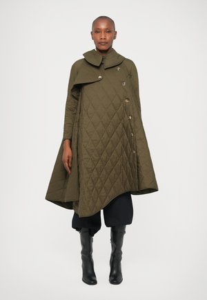 LONG FLARED QUILTED - Cappotto invernale - dark khaki green