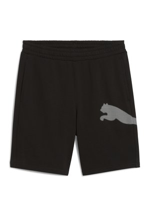Pantaloncini sportivi neri con fascia elastica in vita e tasche laterali, con logo Puma bianco a puntini sulla gamba destra.