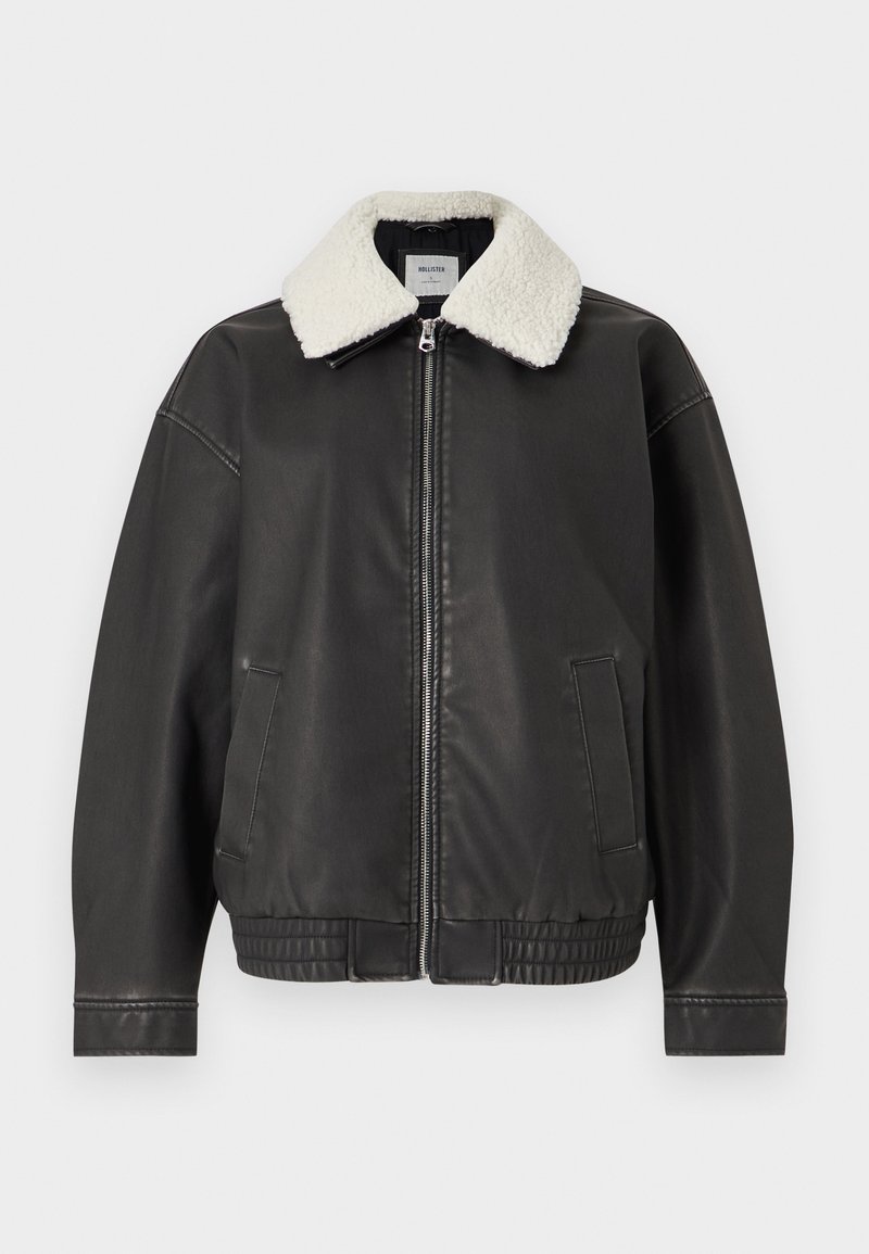Hollister Co. Imitatieleren jas zwart