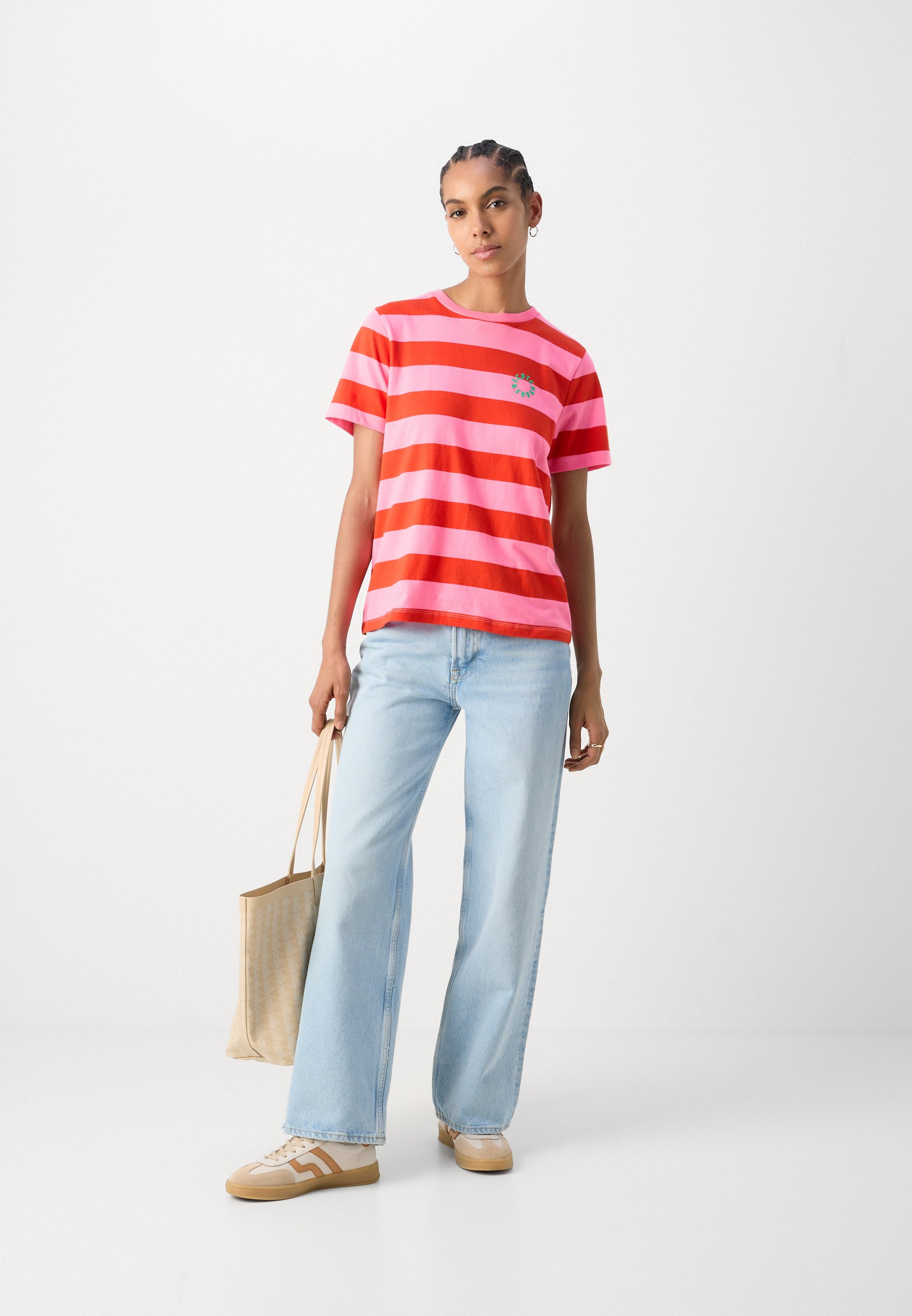 売れ筋商品|||スコッチアンドソーダ Tシャツ レディース トップス STRIPED REGULAR FIT  - Print T-shirt - red/ pink/ brown Scotch & Soda REGULAR FIT STRIPED - Print T-shirt - fluo