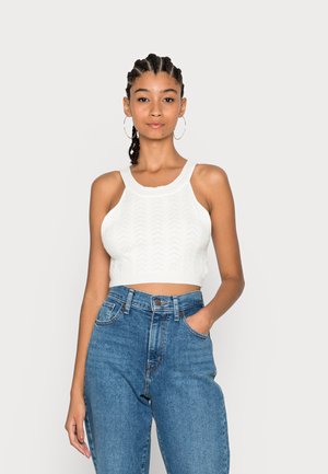 POINTELLE RACER CROP TOP - Top - white
