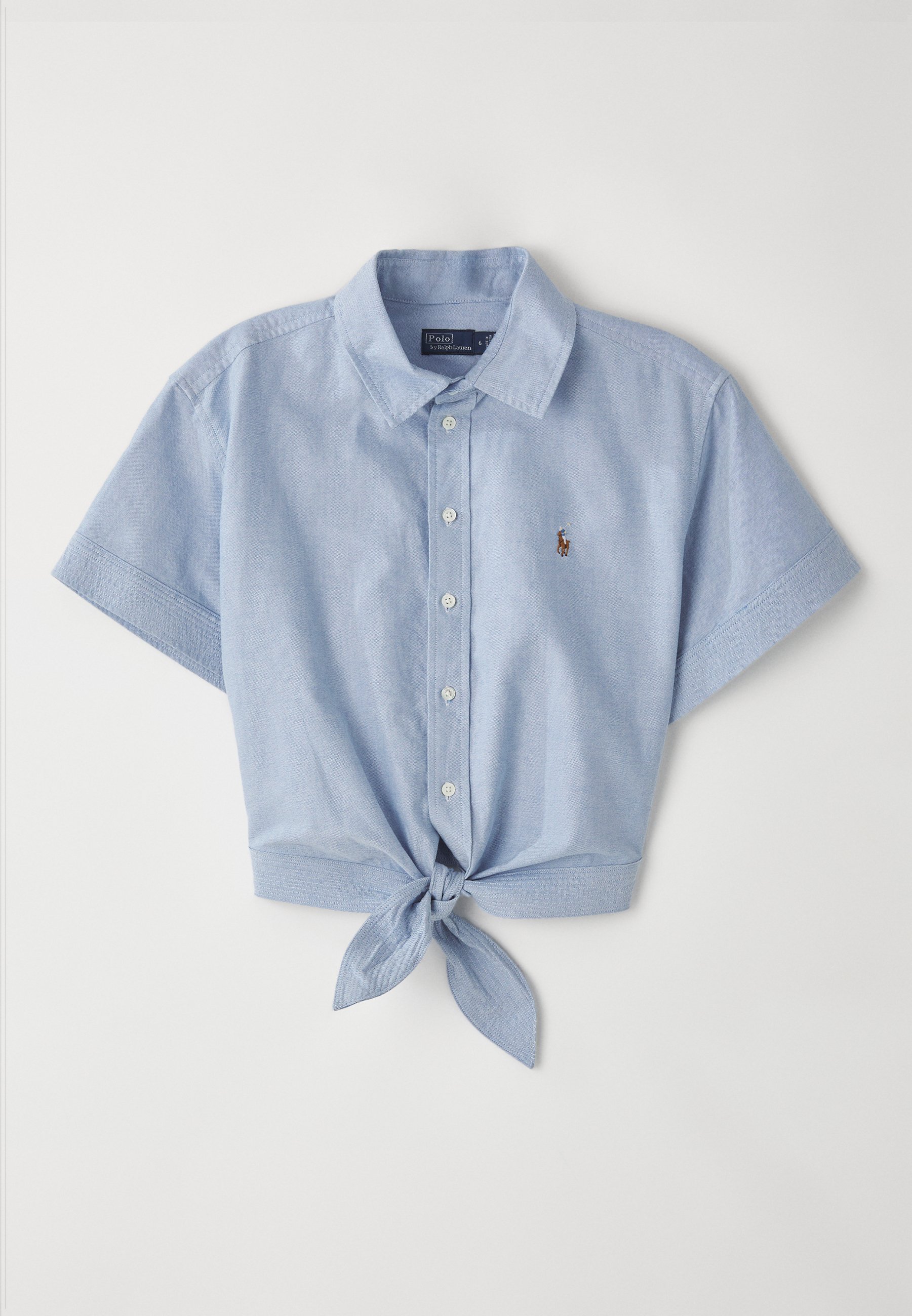 売れ筋商品|||ラルフローレン シャツ レディース トップス COTTON OXFORD TIE FRONT CROPPED SHIRT - Button-down blouse - blue Ralph Lauren Cotton Oxford Tie Front Cropped Shirt