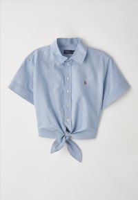 COTTON OXFORD TIE FRONT CROPPED SHIRT - Košilová halenka  - blue
