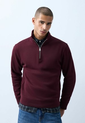 Next, REGULAR FIT - SMART RIB TEXTURED QUARTER ZIP SWEATSHIRT  . - Sweatshirt - burgundy red