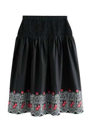 REGULAR FIT - SHIRRED MIDI - A-line skirt - black cherry