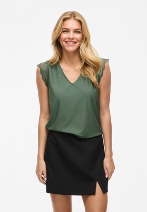 VILA VITRAV V NECK - Βασικό μπλουζάκι - laurel wreath