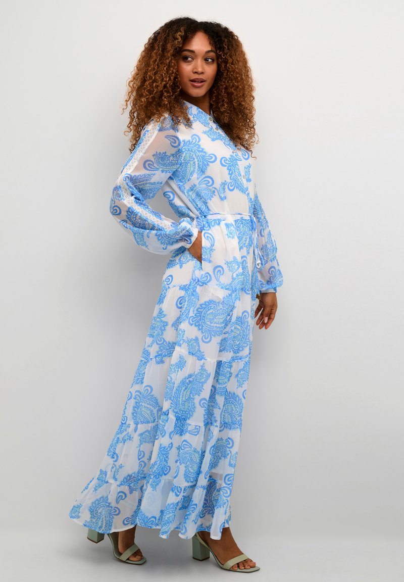 princess polly baby blue dress Blue Chiffon Pleat Neck Midi Dress main image 1