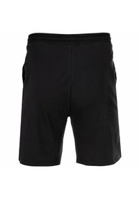 Schwarze Baumwollshorts mit elastischem Bund und zwei Seitentaschen, ausgestattet mit einem schlichten Design und geradem Schnitt.