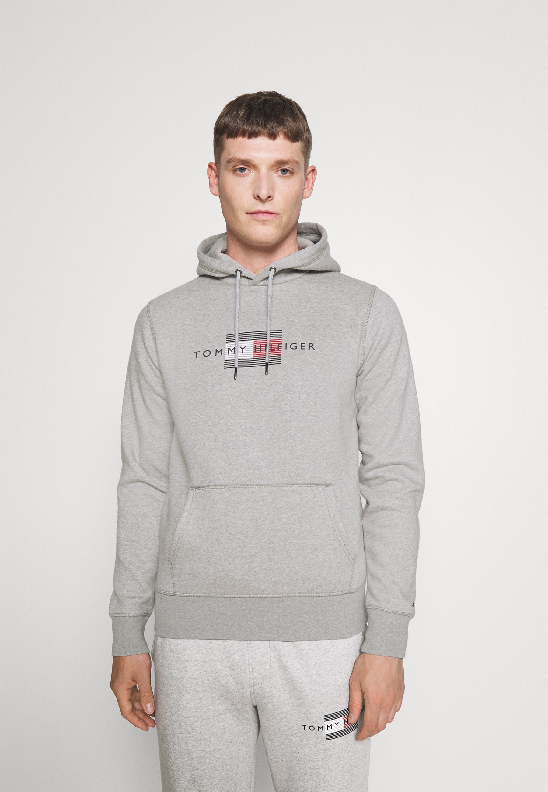 Tommy Hilfiger LINES TRACKSUIT - Trainingspak - light grey  heather/lichtgrijs gemêleerd - Zalando.nl