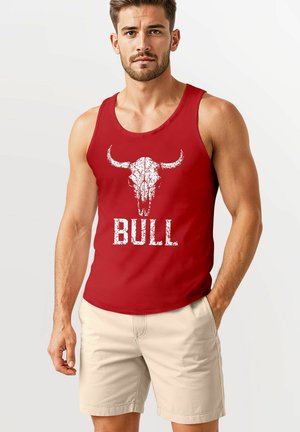 TANK MIT VINTAGE STIERSCHÄDEL FRONT SCHRIFTZUG - Top - rot