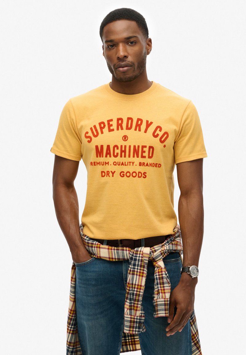 Superdry & Co WORKWEAR FLOCK GRAPHIC  - Camiseta estampada - amber yellow marl